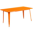 Flash Furniture 31.5'' x 63'' Rectangular Orange Metal Indoor-Outdoor Table Set with 4 Stack Chairs (ET-CT005-4-30-OR-GG)-31.50"W x 63"D x 29.50"H
