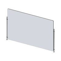 Mark Maker Rod Sneeze Guard - 47.5" W x 31.5" H panel 1/4" Clear Acrylic and 24" high aluminum rod set - no pass through-Optimal social distancing between two groups of people