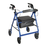 Drive Medical Rollator Walker with Back Support and Padded Seat, Blue-Blue, Aluminum