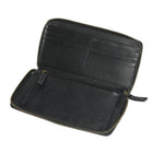 Roots Ladies Slim Bifold Zipper Around Wallet - Black-1 Gusset pocket