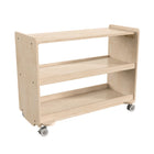 Flash Furniture Bright Beginnings Commercial Grade Space Saving 3 Shelf Wooden Mobile Classroom Storage Cart w/ Casters- Natural-Resists Yellowing, Stains, and Scratches