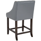 Flash Furniture Carmel Series 24" High Transitional Tufted Walnut Counter Height Stool - Light Grey Leather - 2 Pack-Nailhead Trimmed Curved Arms