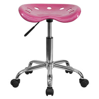 Flash Furniture Vibrant Pink Tractor Seat & Chrome Stool-Tractor Style Stool
