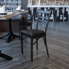 Flash Furniture HERCULES Series Black Three-Slat Ladder Back Metal Restaurant Chair - Black Vinyl Seat-Welded Joint Assembly