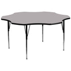 Flash Furniture 60" Flower Grey Thermal Laminate Activity Table - Standard Height Adjustable Legs-Flower Shaped Activity Table