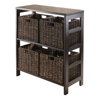 Winsome Granville 5-Piece Open Storage Shelf with 4 Foldable Baskets, Espresso-Granville Open Storage Shelf with Foldable Baskets is perfect to storage and organized your goodies.