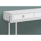 Monarch Specialties 3297 Accent Table - 48"L/Glossy White/Chrome Metal-Strong structural chrome metal base in a minimalist style