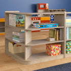 Flash Furniture Bright Beginnings Commercial Grade 3 Tier Wooden Classroom Open Corner Storage Unit, Safe, Kid Friendly -Natural-Quick and Easy Assembly with Included Materials