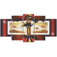 Designart African Tree 60" x 32" 5-Panel Landscape Canvas Art Print, (PT381-373)-Print