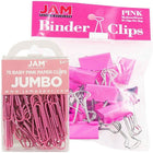 JAM Paper Office Desk Supplies Bundle, Jumbo Paper Clips & Medium Binder Clips, Pink (4218339pi)-Paper clips and binder clips