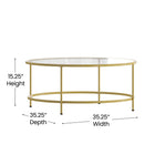 Flash Furniture Astoria Collection Glass Coffee Table with Matte Gold Frame-Matte Gold Powder Coated Frame Finish