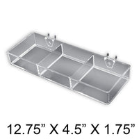 Azar Displays 3 Compartment Tray For Pegboard/Slat Wall, 2 Pack (225503)-Perfect to showcase any small item