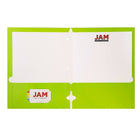 JAM Paper Glossy 2 Pocket 3 Hole Punched Folders, Lime Green, 50 Pack-Capacity: 200 sheets