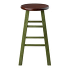Winsome Wood Ivy 24" Counter Stool Rustic Green with Walnut Seat (64224)-Made of Solid Wood