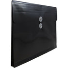 JAM Paper Plastic Envelopes with Button and String Tie Closure, Letter Booklet, 9.75 x 13, Black Poly, 12 Pack (218B1BL)-Opening: booklet