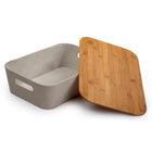 Truu Design Storage Basket with Bamboo lid - 14.8" x 10.3" - Beige-The storage basket measures 14.8"L x 10.3"W x 4.3"H in dimensions