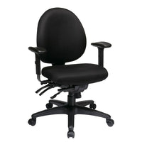 Work Smart Multi-Function Mid Back Chair with Seat Slider, Black-Thick Padded Seat & Back