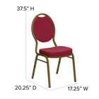 Flash Furniture HERCULES Series Teardrop Back Stacking Banquet Chair in Burgundy Patterned Fabric - Gold Frame-2.5'' Thick Seat Cushion
