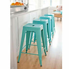 Plata Decor Tolix 26"H Stool - Turquoise - 2 Pack-No assembly required