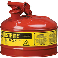 Justrite Type I Safety Cans without Funnel, 1 Gal, 9 1/2" x 11", Red-Compliant Type I Safety Cans are designed with a single spout for filling and pouring of all types of flammable liquids