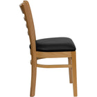 Flash Furniture HERCULES Series Ladder Back Natural Wood Restaurant Chairs with Black Vinyl Seat - 2 Pack-Black Vinyl Upholstered Seat