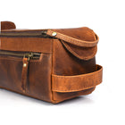 Tolredo Athens Leather Toiletry Bag Dopp Kit - Brown-Skilfully handcrafted