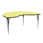 Flash Furniture 48''W x 72''L Kidney Activity Table with Thermal Fused Top and Standard Height Adjustable Legs, Yellow-Yellow Laminate