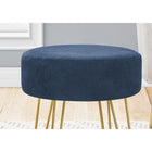 Monarch Specialties 9002 Ottoman - Blue Fabric/Gold Metal Legs-Slender metal legs in a trendy hairpin shape with a gold finish for a touch of modern glam