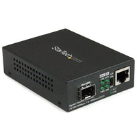 StarTech Gigabit Ethernet Fiber Media Converter with Open SFP Slot-Convert between an RJ45 copper Ethernet connection and a fiber optic connection to extend your network cost-effectively