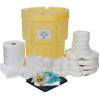 Zenith Safety 95-Gallon Industrial Spill Kits, Oil Only, With Overpack Drum-Contents: 50 Sorbent Pads (15" x 17"), 5 Sorbent Socks (3" x 48"), 5 Sorbent Pillows (8" x 18"), 4 Sorbent Booms (5" x 10"), 1 Sorbent Roll (15" x 150'), 1 Drain Cover (36" x 36"), 1 Caution Tape (3" x 300'), 1 Repair Putty (4 oz.), 2 Pairs Nitrile Gloves, 2XL (11) , 2 Pairs Safety Goggles (One Size), 2 Microporous coveralls (X-Large), 10 Disposal Bags (26" x 36")