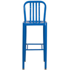 Flash Furniture Commercial Grade 30" High Blue Metal Indoor-Outdoor Barstool with Vertical Slat Back - 2 Pack-Set of 2 Industrial Modern Bar Stools
