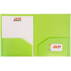 JAM Paper Plastic Heavy Duty Two Pocket Folders, Lime Green, 108 Pack (383HLIB)-2 pocket