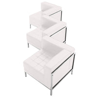 Flash Furniture HERCULES Imagination Series Melrose LeatherSoft 3 Piece Corner Chair Set - White-Contemporary Reception Set