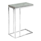 Monarch Specialties 3372 Accent Table - Grey Cement With Chrome Metal-Grey Cement particle board surface with chrome metal frame