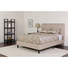Flash Furniture Roxbury Twin Size Tufted Upholstered Platform Bed in Beige Fabric with Pocket Spring Mattress-Panel Headboard