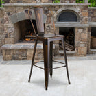 Flash Furniture Commercial Grade 30" High Distressed Copper Metal Indoor-Outdoor Barstool with Back-Floor Protector Rubber Glides