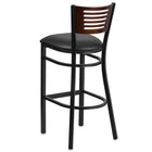 Flash Furniture HERCULES Series Black Slat Back Metal Restaurant Barstool - Walnut Wood Back, Black Vinyl Seat - 2 Pack-2.5" Thick Foam Padded Seat