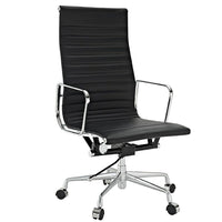 Nicer Furniture Group Style High Back Executive Chair - Black-Top grain leather on surface of seat and back. Foam Molded Seat and Back