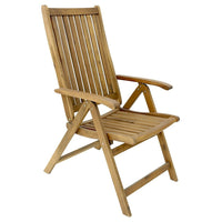 Cathay Importers Acacia Wood Five-Position Folding Arm Chair, Natural (EC-20-0005)-Folding arm chair