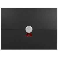 St. James Document/Certificate Holders - Silver Award Seal with Red Ribbon - Black - 5 Pack-Add ceremony, elegance and sincerity to the act of giving recognition