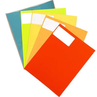 JAM Paper Mailing Address Labels, 2 x 4, Assorted Bright Colours, 5 Pack (30272ASST24)-Assortment of colourful Address Labels: Red, Lime Green, Yellow, Blue, and Orange.
