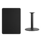 Flash Furniture 30" x 42" Rectangular Black Laminate Table Top with 24" Round Table Height Base-Black Laminate Top