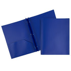 JAM Paper Plastic POP Two Pocket Clasp School Folders with Prong Clip Fasteners, Deep Blue, 96 Pack (313525335D)-Dark blue