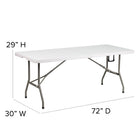 Flash Furniture 30"W x 72"L Bi-Fold Granite Plastic Banquet & Event Folding Table with Carrying Handle - White-Waterproof, Impact and Stain Resistant Top