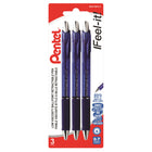 Pentel Feel-It! Retractable Ballpoint Pen - 0.7mm - Blue Ink - 3 Pack-Ballpoint
