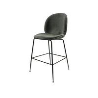 Plata Import Velvet Stool with Black Legs - Grey-Counter stool suitable for indoor and outdoor use