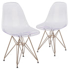 Flash Furniture Elon Series Ghost Chair with Gold Metal Base - 2 Pack-Transparent Crystal Finish