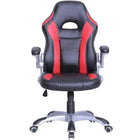TygerClaw Executive High Back Gaming Style Chair, Adjustable Arms, Black/Red (TYFC21029)-Upholstered in soft and durable Smooth Black PolyUrethane(PU) & PolyVinyl Chloride(PVC) Leather