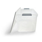 TRU RED 94.3 L Plastic Storage Tote with Locking Lid-Clear durable plastic offers reliability while easily viewing contents inside