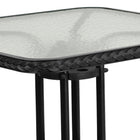 Flash Furniture 28" Square Tempered Glass Metal Table with Black Rattan Edging-Base Size: 25.5"W